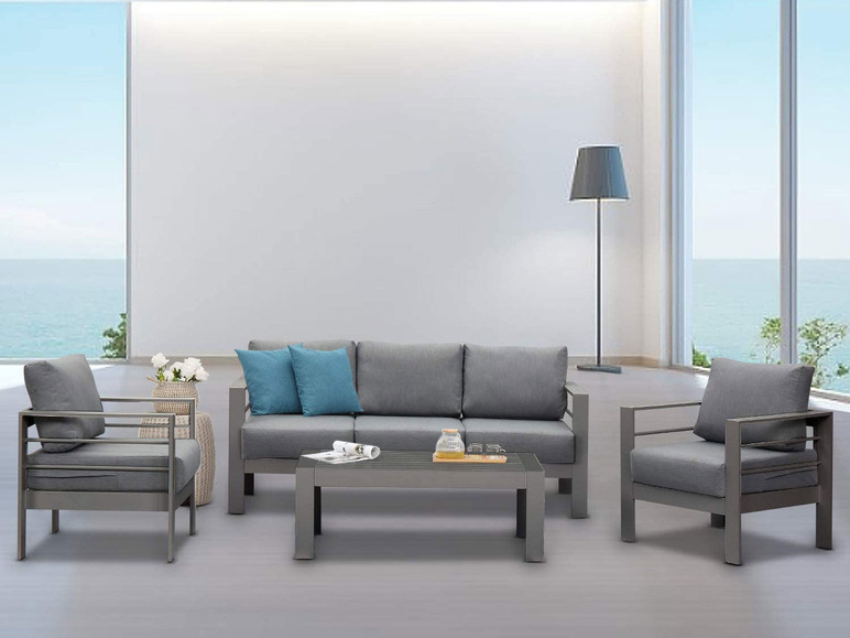 Gehe zu Vollbildansicht: MeXo Gartenmöbel 7-Sitzer Lounge-Set Aluminium inkl. Polster - Bild 60
