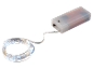 LED-Lichterkette mit Batterie, mit kaltweißen Lichtern und durchscheinender Batteriehülle.