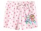 Rosa Mädchenshorts mit Herzen und Zeichentrickfiguren
