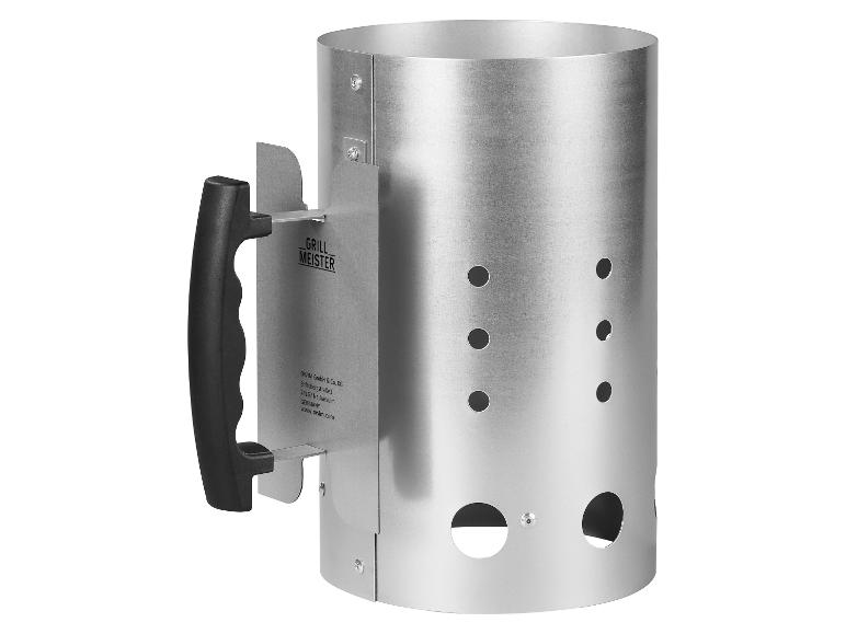 GRILL MEISTER Edelstahl-Anzündkamin mit schwarzem Griff