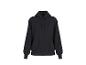 Schwarzer Kapuzenpullover mit Kordelzug und gerippten Bündchen und Saum.