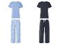 Jersey-Pyjamas: Oberteile und Hosen, unifarben oder mit Blumenmuster.
