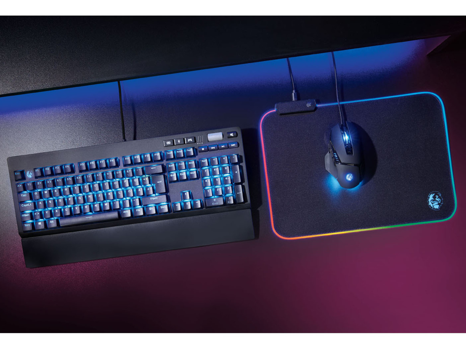 Mauspad, Gaming SILVERCREST® RGB-Beleuchtung, mit ruts…