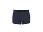 Marineblaue Boxershorts mit schwarzem Gummibund und roten Details.