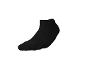 Eine schwarze Socke auf weißem Hintergrund.