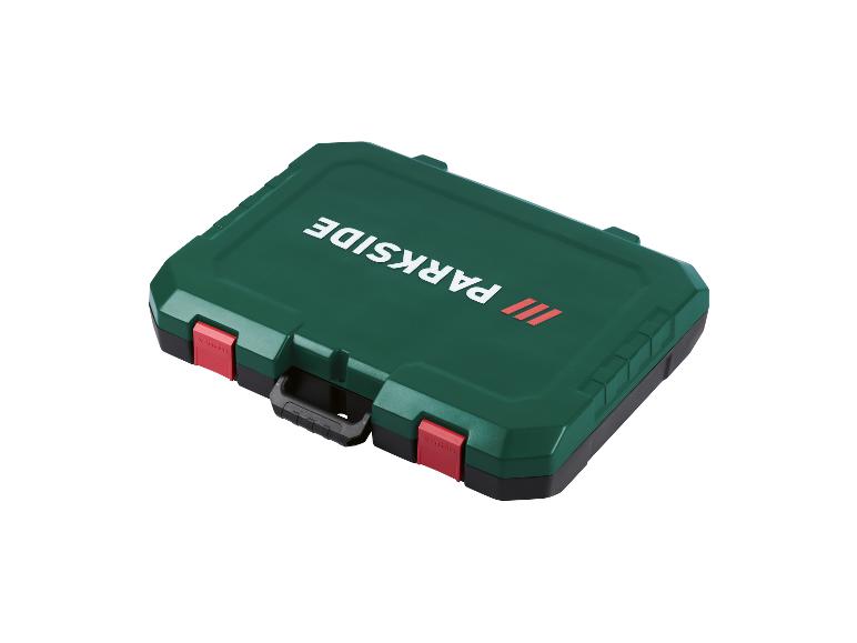 PARKSIDE grüne und schwarze Werkzeugkiste mit roten Verschlüssen
