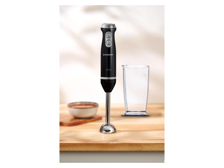 SilverCrest 600W Stabmixer auf einer Holzoberfläche.