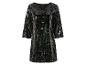 Ein schwarzes Kleid mit Pailletten und ¾-Ärmeln.