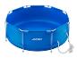 Blauer Aufstellpool mit Rahmen und Filterpumpe