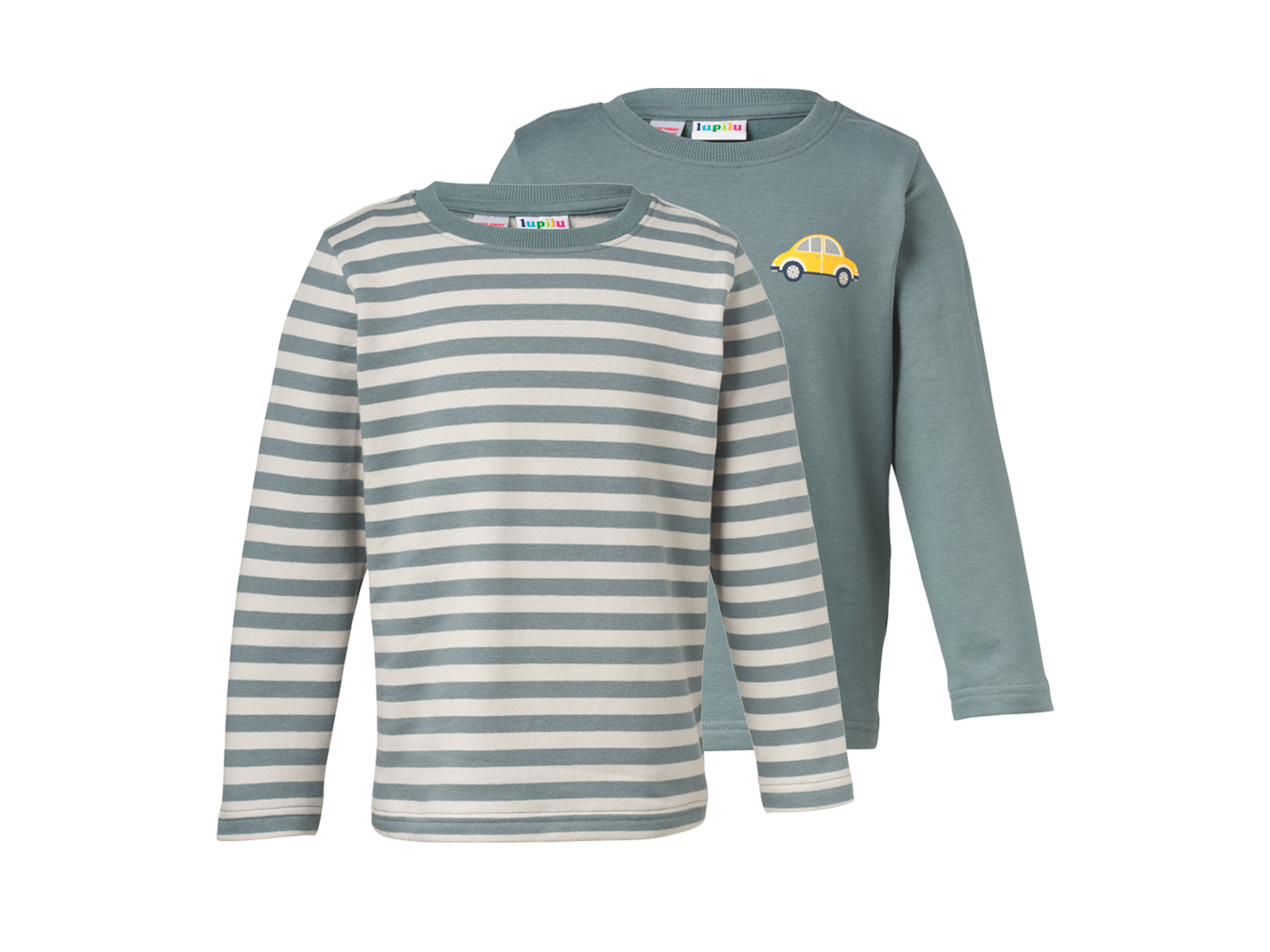 LUPILU® Kinder-Thermo-Sweatshirts, 2 Stück (Streifen/grün, 86/92)