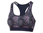 Sport-BH in marineblau mit abstraktem Muster.