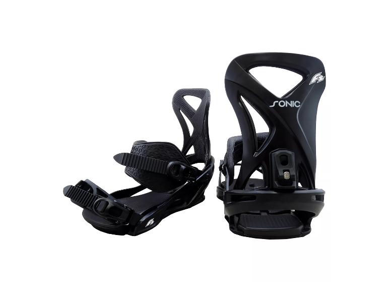 Schwarze Flow Sonic Snowboardbindungen.