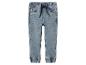 Hellblaue Kinder-Jeans-Jogginghose mit elastischem Bund und Kordelzug.