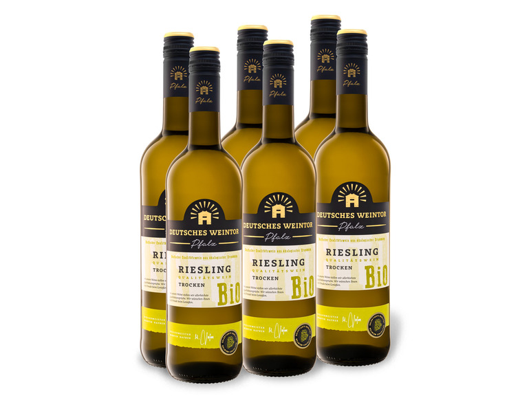 6 x 0,75-l-Flasche Weinpaket Deutsches Weintor BIO Riesling QbA trocken, Weißwein