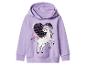 Lila Kinder-Hoodie mit Einhorn-Print und Paillettenherz.