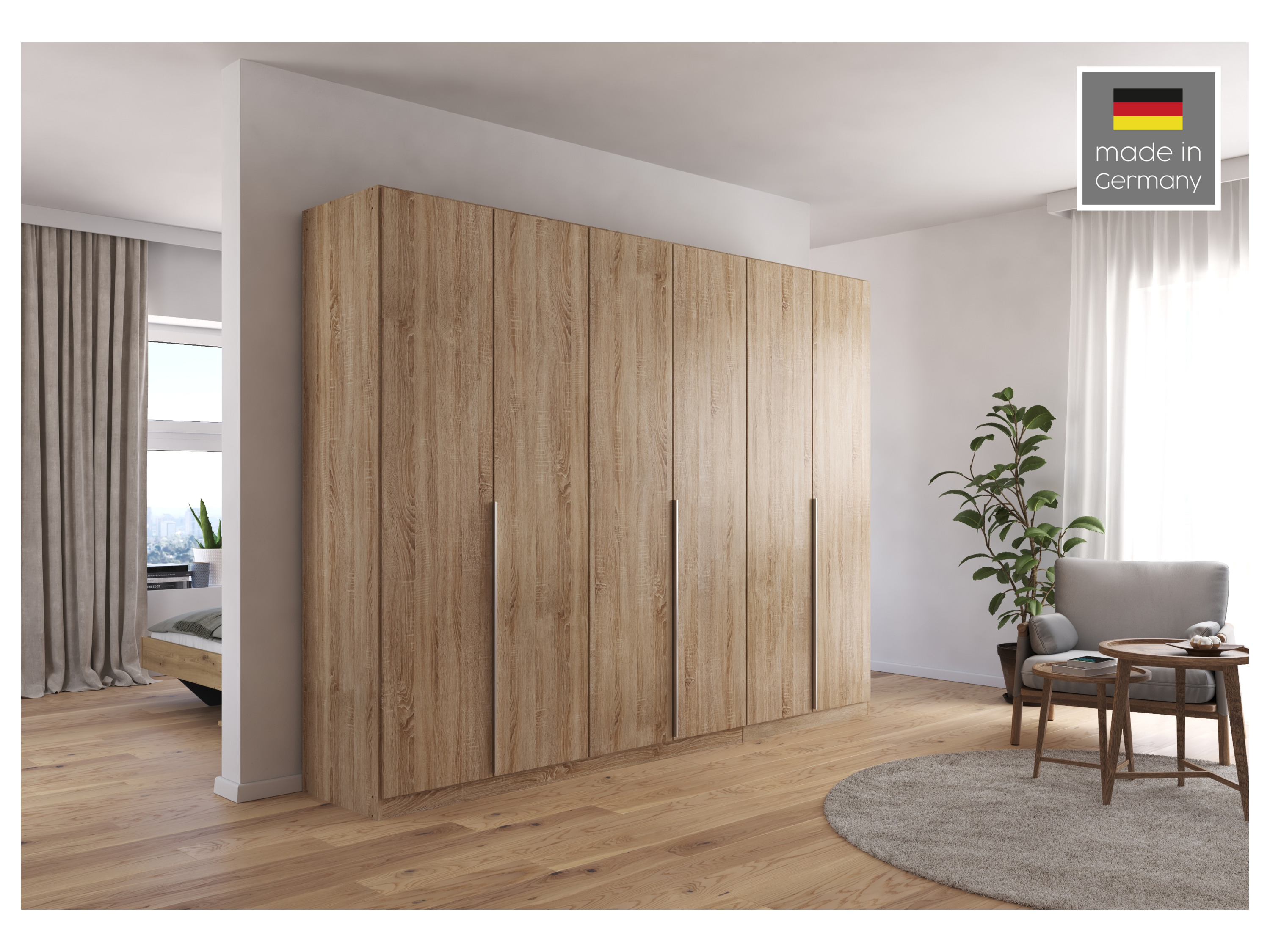 RAUCH ORANGE Drehtürenschrank Alabama (Premium-Zubehör, Eiche Sonoma, Griffe Alufarben, 271 x 210 cm) – Bild 2 von 4