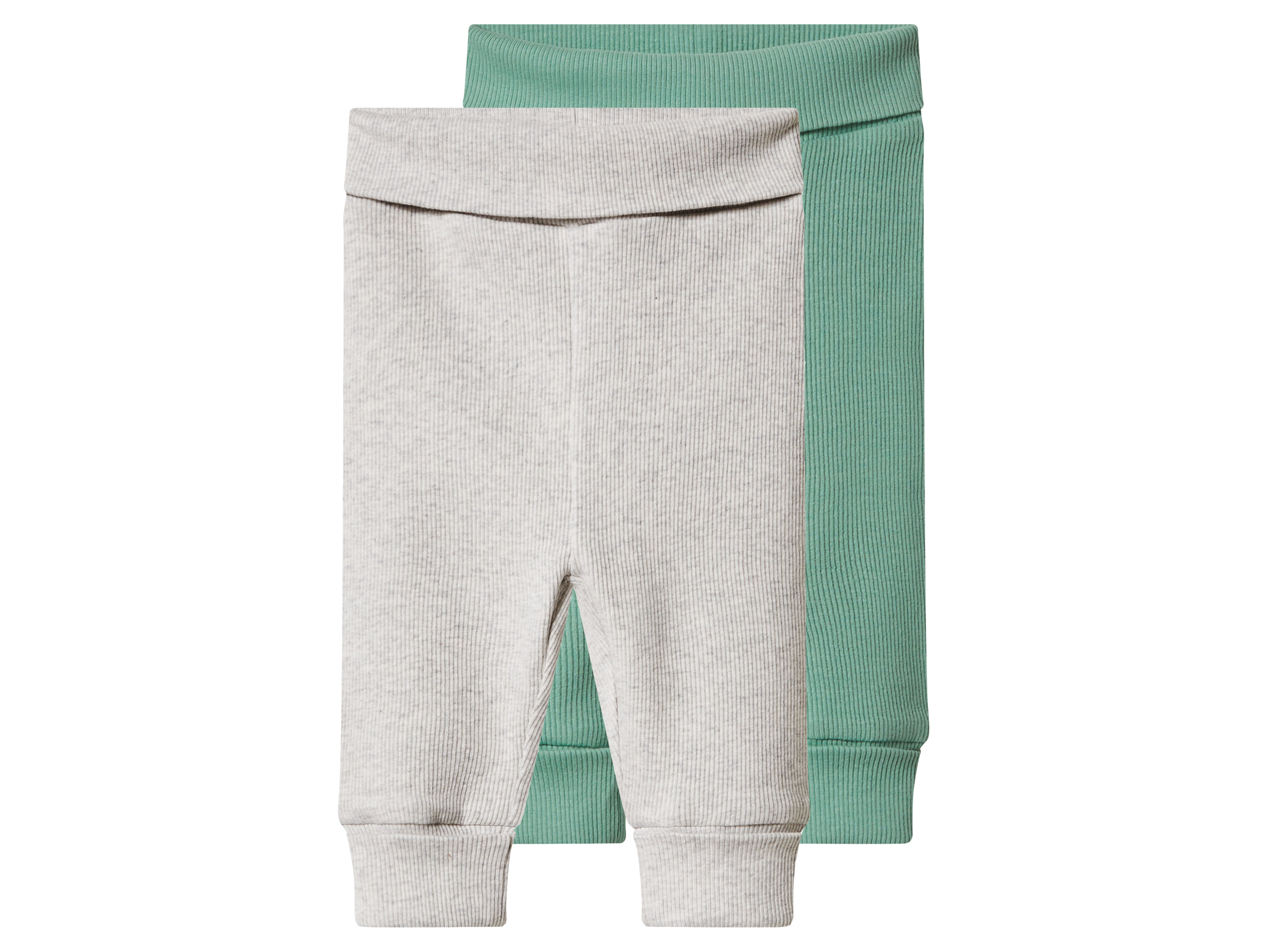 LUPILU® Gerippte Baby-Leggings, 2 Stück (Grün/Grau, 74/80)