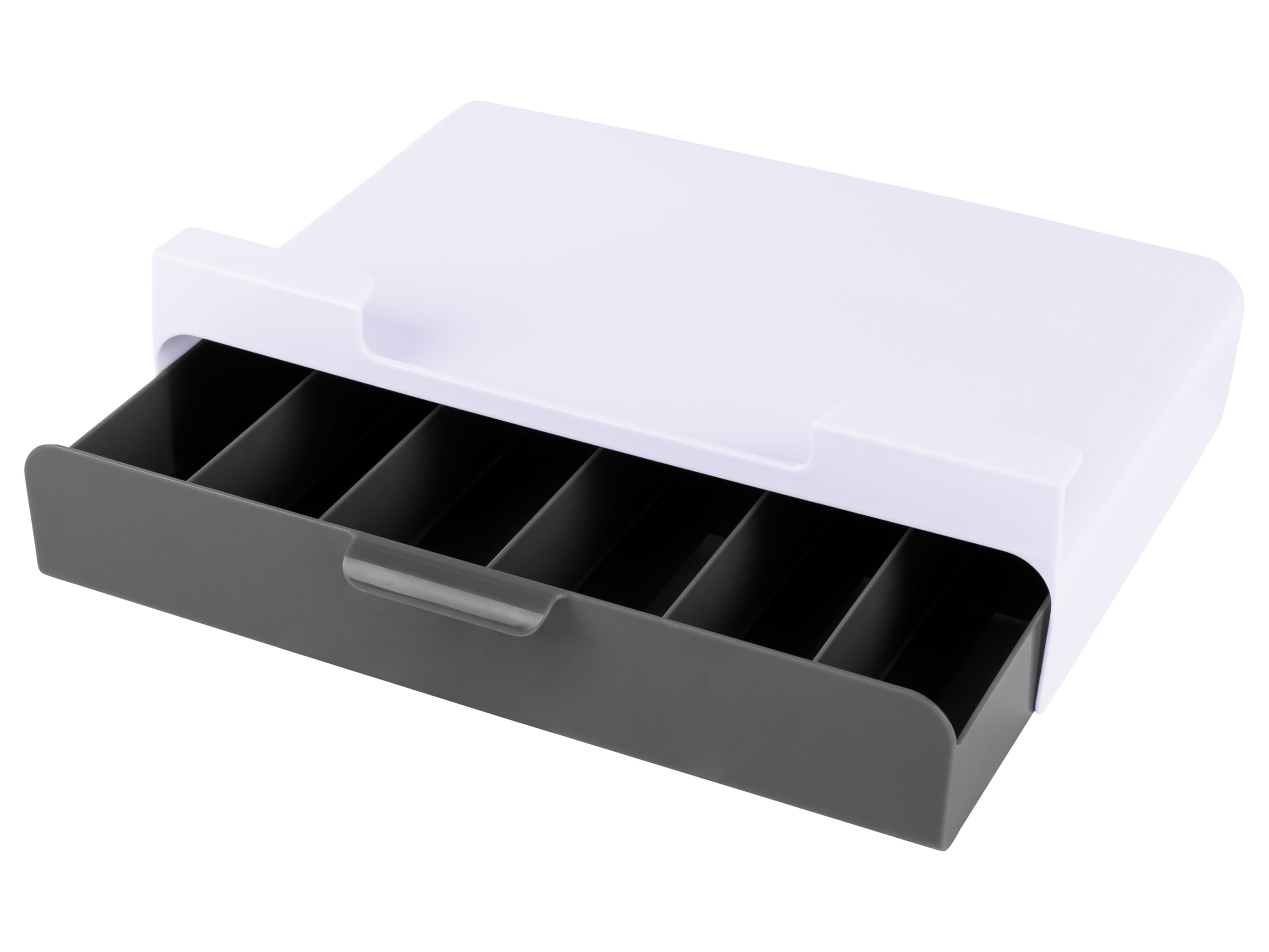 LIVARNO home Unterregal (Kaffeekapseln)““ | werkzeuglose Montage mit extra starkem VHBKlebeband von 3M™ Geeignet für Schränke mit einer Ablagenhöhe von ca. 20 mm Aufbewahrung mit 8 Fächern für Teebeutel Geeignet für Teebeutel mit einer Höhe von bis zu 72 mm Produktmerkmale tabletd Bestandteile: Unterregal Aufbewahrung: 1x Unterregal, 3x Dose mit Deckel Unterregal Aufbewahrung hoch: 1x Unterregal, 2x Dose mit Deckel Unterregal für Kaffeekapseln /Teebeutel: 1x Unterregal, 1x Schublade für Kaffeekapseln/Teebeutel Deckel: ja Unterregal-Vorratsbehälter Sichtfenster: – Maße: Unterregal Aufbewahrung: je ca. L 30 x B 18 x H 13 cm Unterregal Aufbewahrungs hoch: je ca. L 21 x B 18 x H 18 cm Unterregal für Kaffeekapseln: ca. L 27 x B 19 x H 7,5 cm Unterregal für Teebeutel: ca. L 29,4 x B 14 x H 10,5 cm Fassungsvermögen: Unterregal Aufbewahrung: je ca. 1 l Unterregal Aufbewahrungs hoch: je ca. 1,5 l Unterregal für Kaffeekapseln: bis zu 30 Kaffeekapseln Unterregal für Teebeutel: bis zu 64 Teebeutel Rollen: – Stapelbar: ja Unterregal-Vorratsbehälter Nestbar: – Griff: – Material: Unterregal-Vorratsbehälter: Kunststoff Unterregal für Kaffeekapseln /Teebeutel: Kunsttsoff, Silikon Max. Traglast: -„“