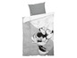 Ein grauer Bettwäsche-Set mit Minnie Mouse Motiv.