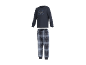 Herren-Langarm-Pyjama-Set mit „Good Morning Breakfast Club“-Aufdruck und karierter Hose.