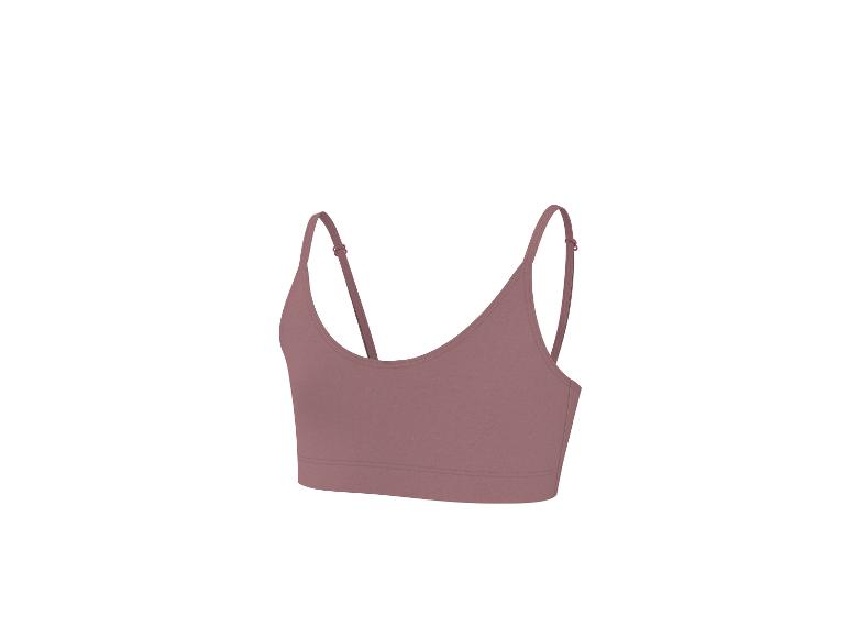 Damen Sport-Crop-Top in Mauve mit dünnen Trägern.