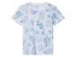 Kinder-T-Shirt mit blauem tropischen Blättermuster.