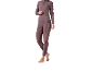 Damen-Thermo-Set in Braun, bestehend aus Langarmshirt und Leggings.