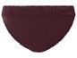 Bordeauxfarbener Damen-Slip mit Spitzenbesatz am Bund.