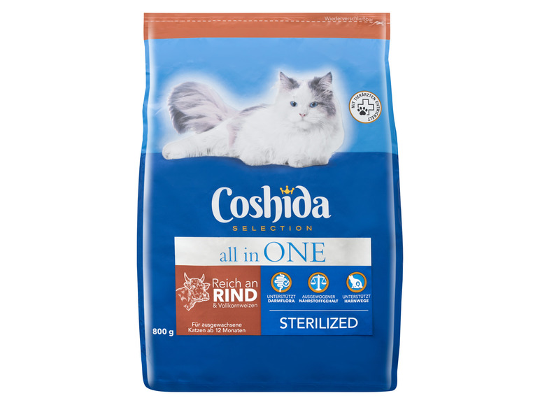 Gehe zu Vollbildansicht: COSHIDA Katzentrockenfutter Sterilized mit Rind, 4 x 800 g - Bild 2