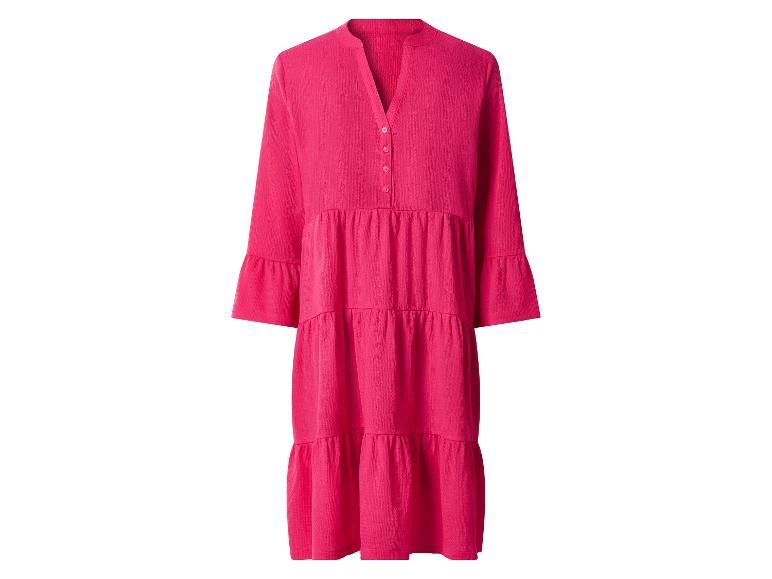 Rosa Damen-Midikleid mit 3/4-Ärmeln und Rüschen