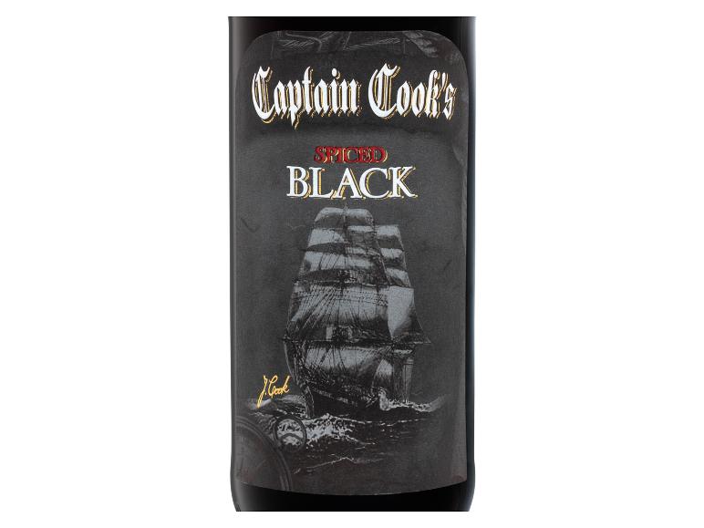 Captain Cook's Spiced Black Rumflasche mit Schiffsillustration