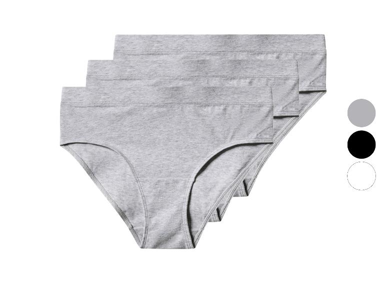 Drei graue Slips mit Farbmustern in Grau, Schwarz und Weiß.