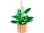 Spielzeug-Einblatt-Pflanze aus Bausteinen in einem Blumentopf.