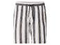 Gestreifte Herren-Shorts mit elastischem Bund und Kordelzug in Weiß, Beige und Grau.