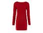 Ein rotes Strickkleid mit weißen Akzenten.