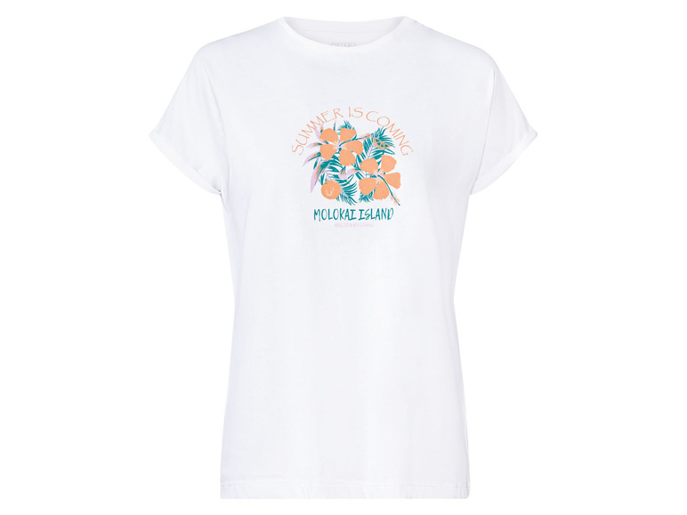 Gehe zu Vollbildansicht: esmara Damen T-Shirt, leicht tailliert geschnitten, mit Rundhalsausschnitt - Bild 2