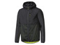 Schwarze Herren-Windjacke mit Kapuze und Mesh-Einsätzen.