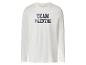 Weißes Langarm-T-Shirt mit dunkelblauem „TEAM VALENTINE“-Schriftzug