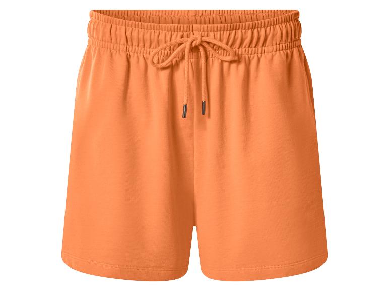 Orangefarbene Sweatshorts mit elastischem Bund und Kordelzug.
