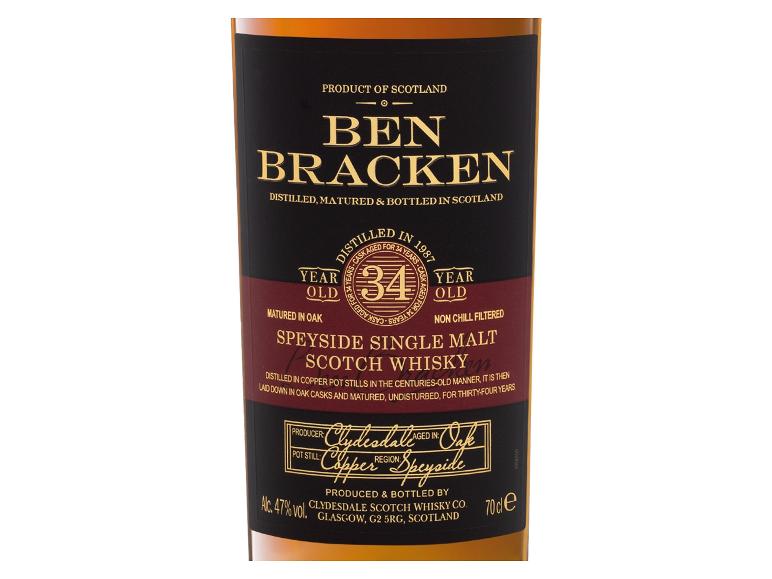 Ben Bracken Speyside Single Malt Scotch Whisky, 34 Jahre alt.