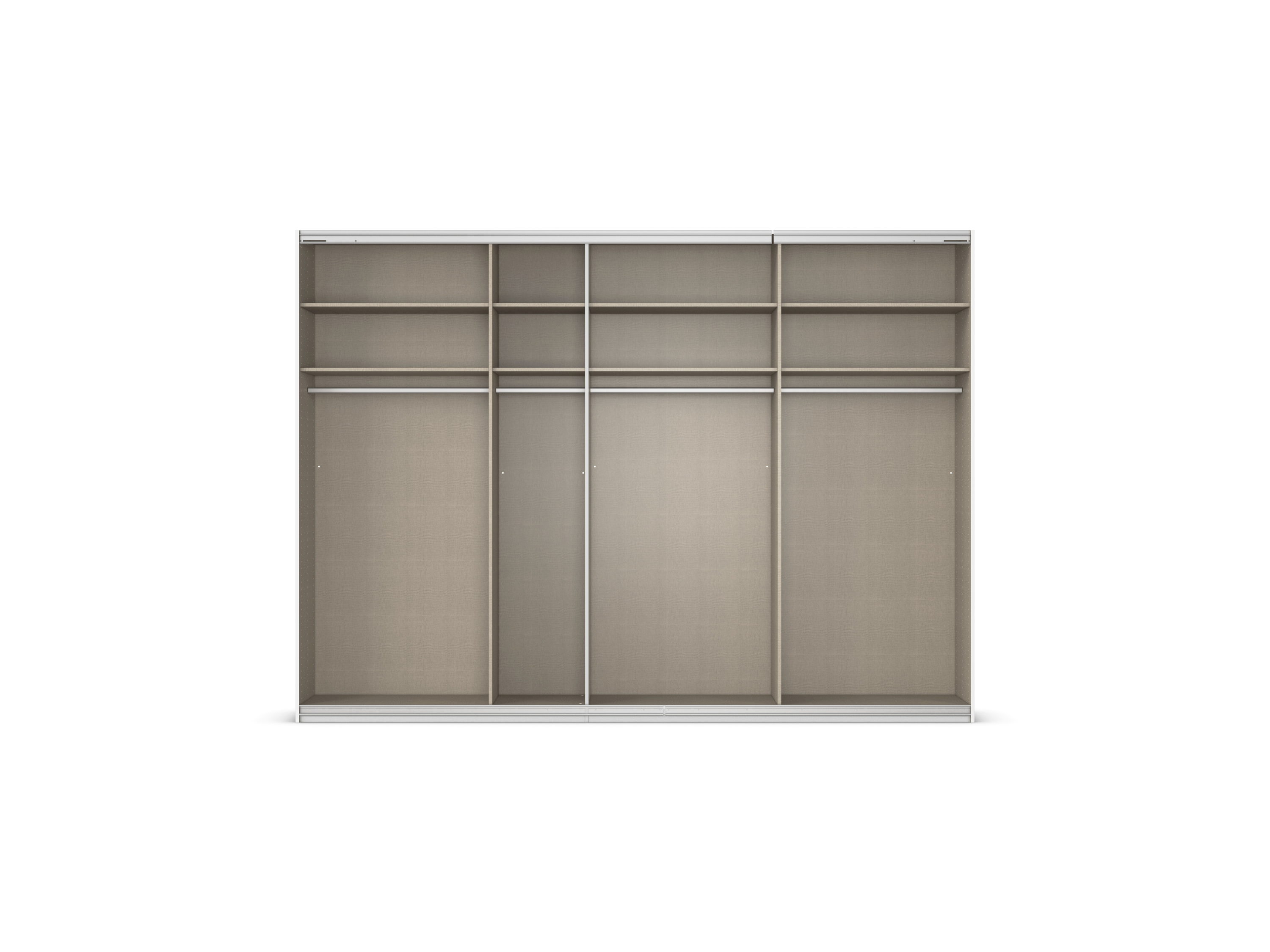 Thumbnail - rauch ORANGE Quadra Schwebetürenschrank mit Spiegelelementen (Premium-Ausstattung, Korpus: Graumetallic, Breite: 315cm/H...