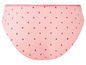Ein rosafarbene Unterhose mit Herzchen-Muster.