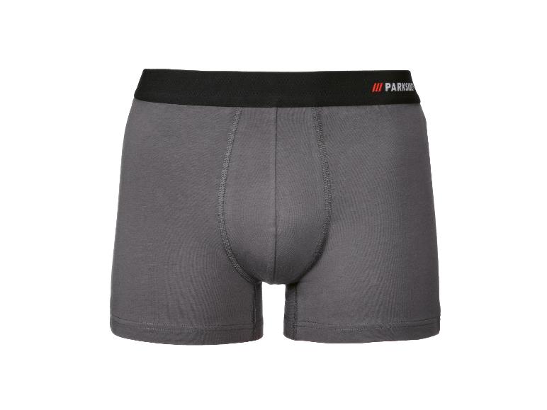 Graue Baumwoll-Boxershorts mit schwarzem Gummibund und Parkside-Logo