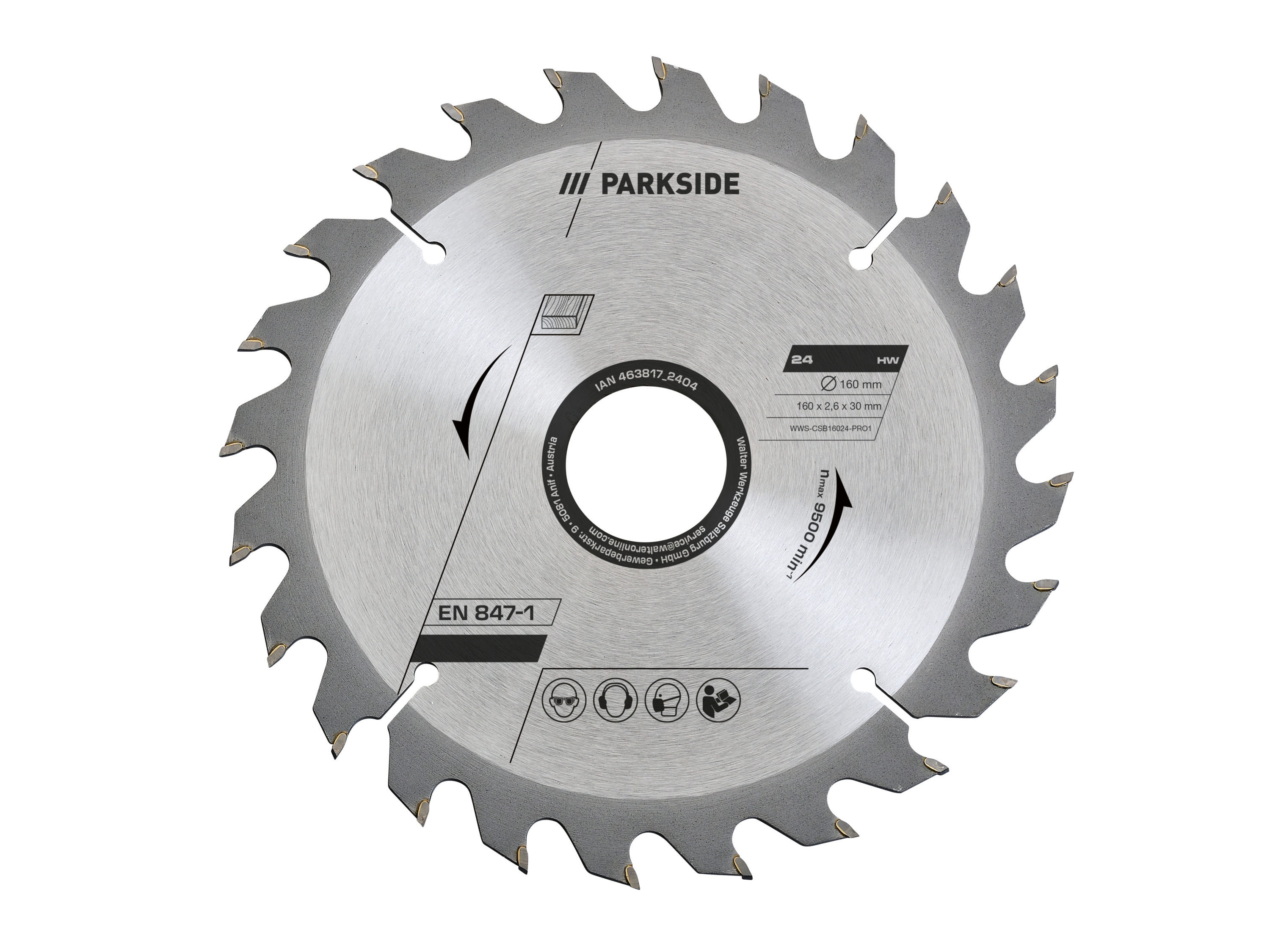 PARKSIDE® Kreissägeblätter 160 mm Holz/Multi (160 mm Holz 24 Zähne)““ | 04052916190043