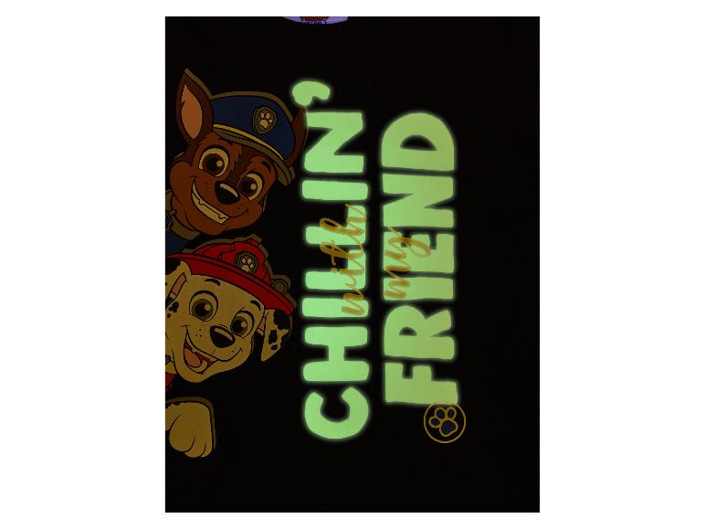 Schwarzes T-Shirt mit Paw Patrol-Aufdruck: Chase und Marshall, Schriftzug „Chillin’ with my FRIEND“