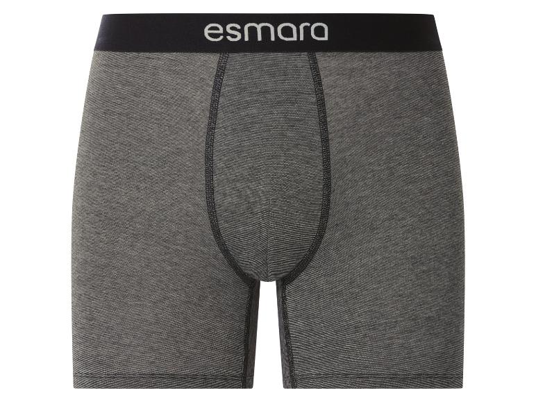 Graue Esmara Boxershorts mit feinen Streifen und schwarzem Logobund.