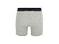 Herren-Boxershorts in Grau mit dunkelblauem Bund und weißem Streifen.