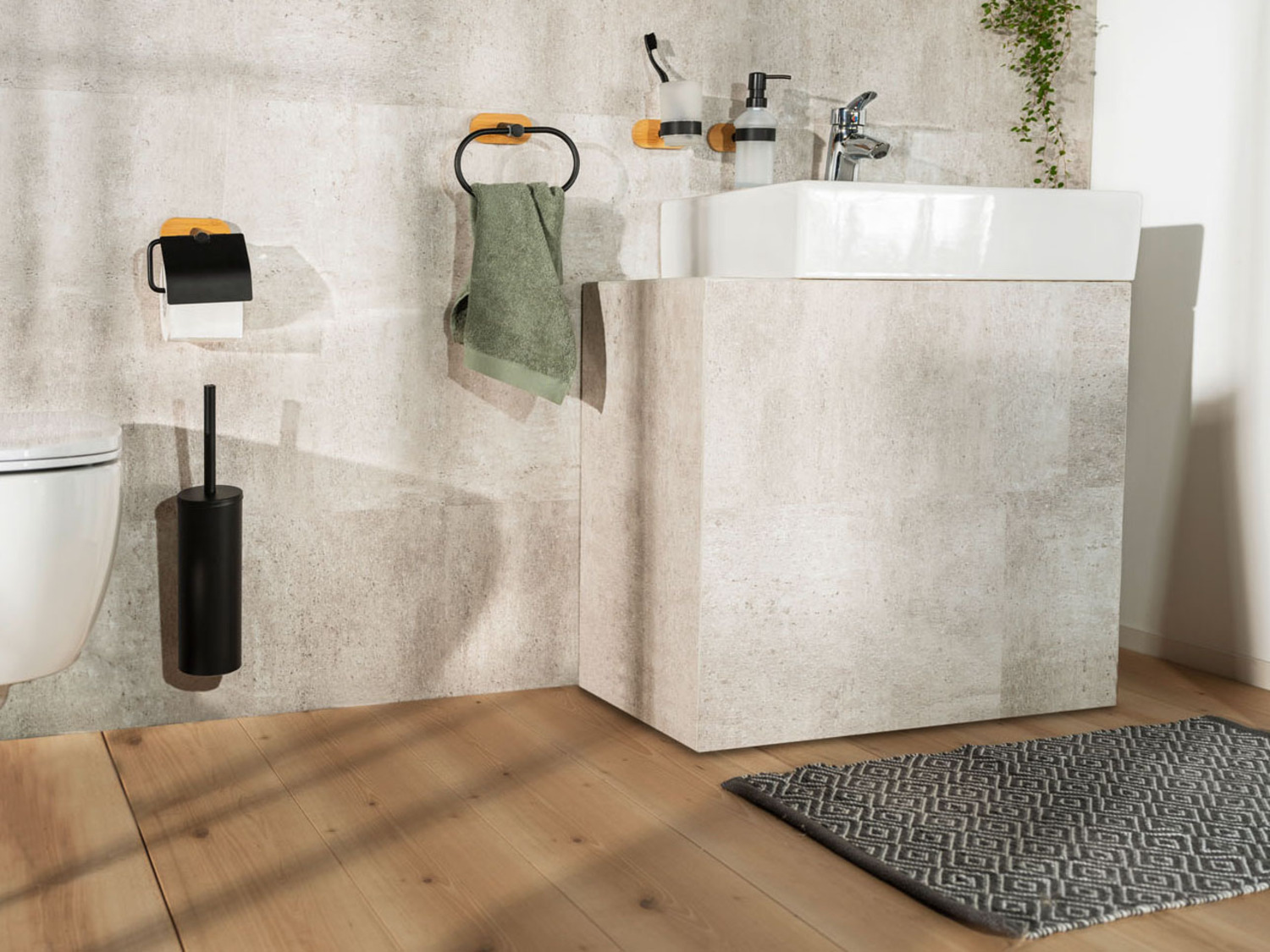 Wenko Turbo-Loc® WC-Garnitur Edelst… aus »Orea Bamboo«