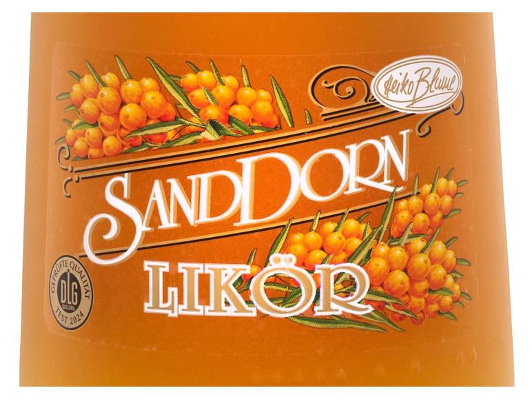 Sanddornlikör mit Sanddornbeeren und Blättern, DLG geprüft 2024