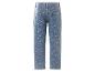Blaue Jeans mit bunten Punkten, Rückansicht.